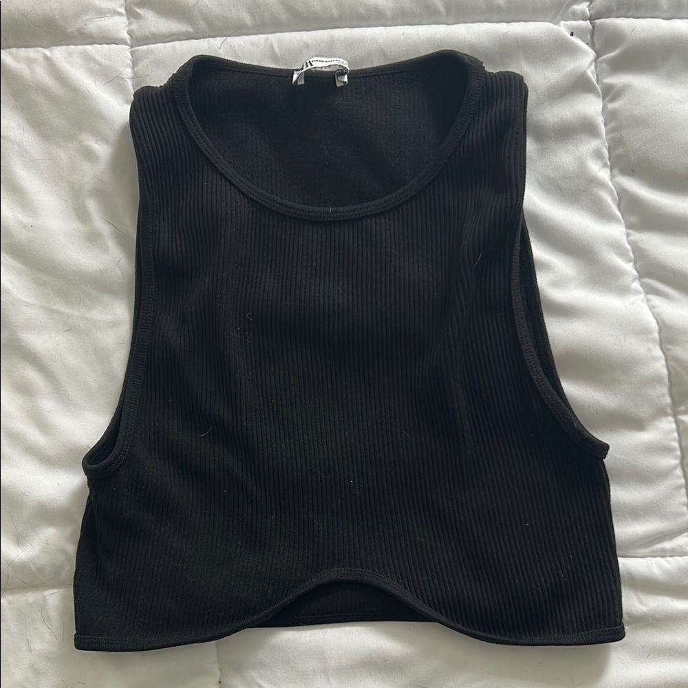 Zara Ribbed Ribbed Sleeveless Top size small black